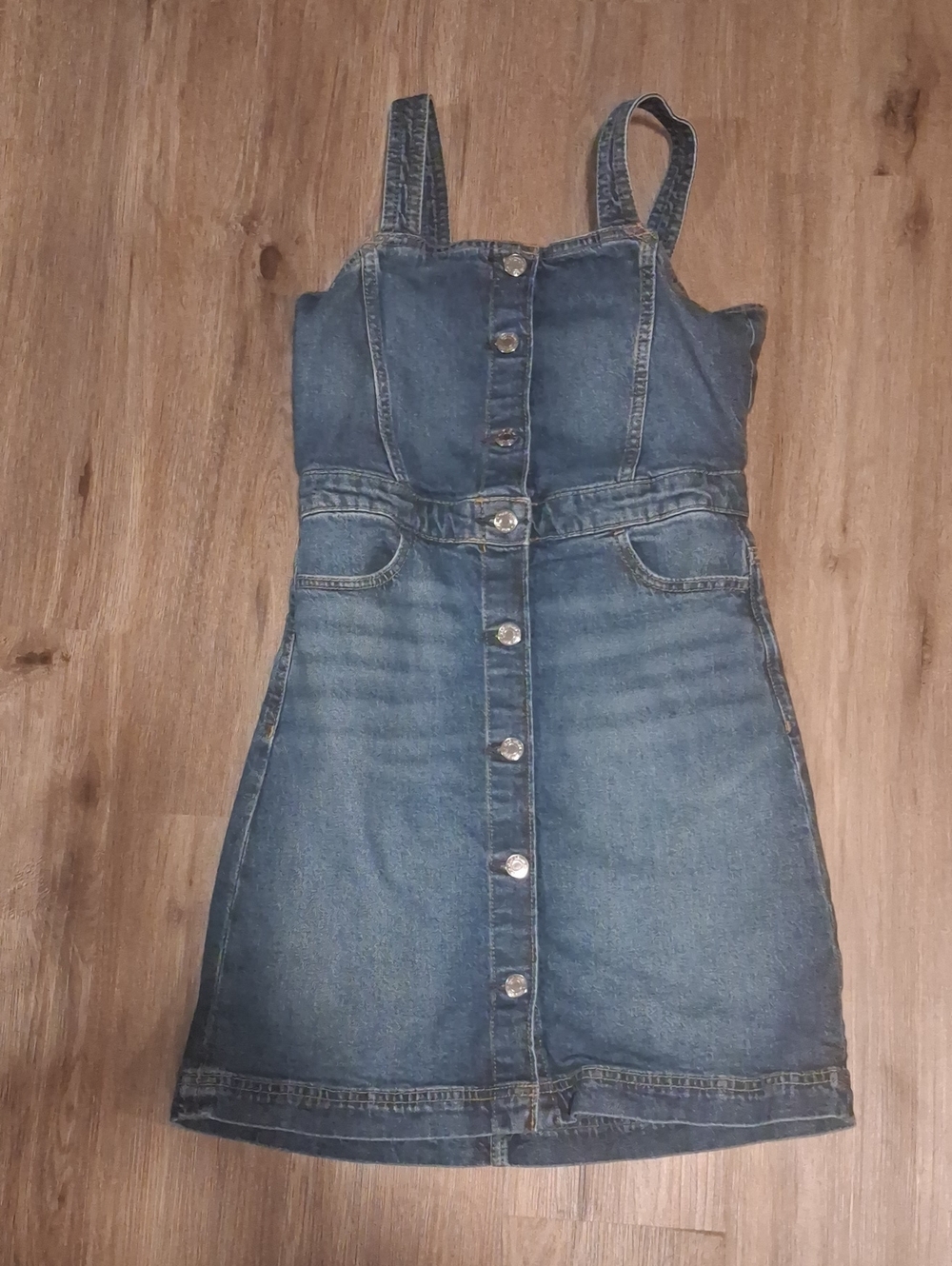 XL GAP Girls' Blue Denim Button-Front Dress